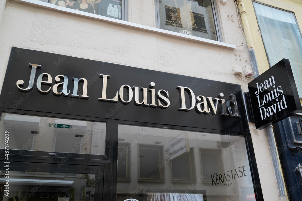 Jean Louis David hairdresser salon sign expert barber shop brand text Stock  Photo | Adobe Stock