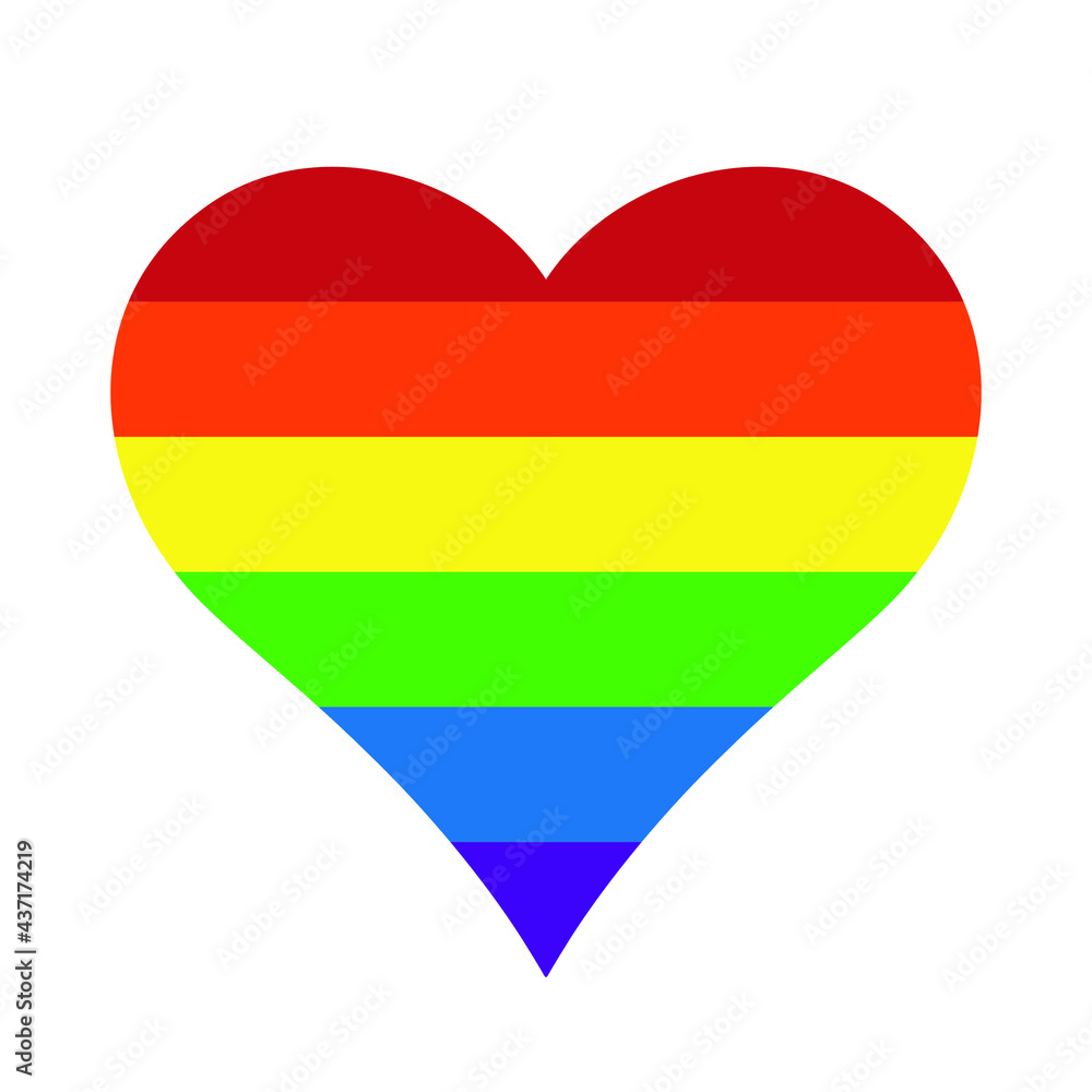 Fototapeta premium Heart shape with rainbow color stripe pattern. Vector illustration image.