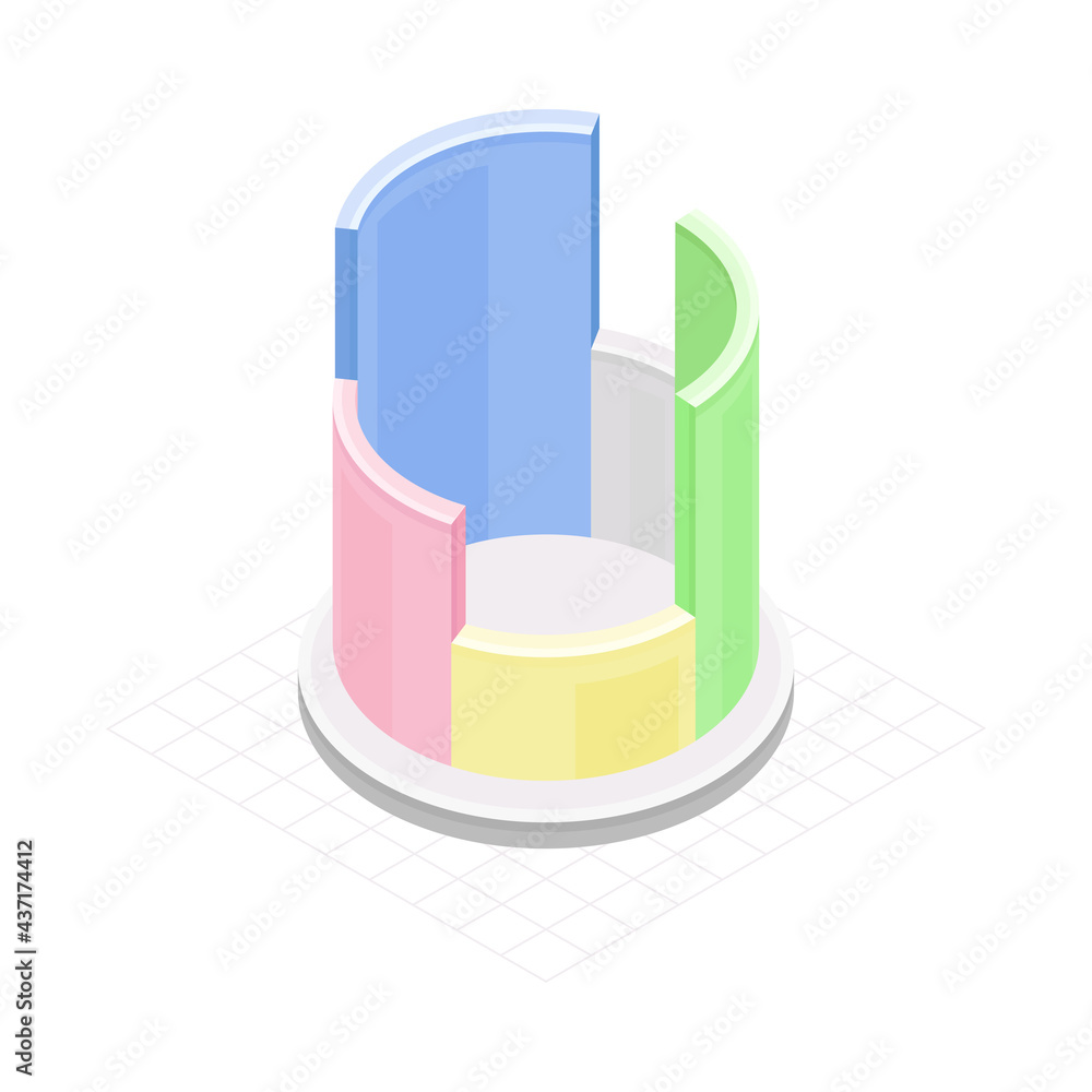 Circular Chart as Isometric Infographic as Graphic Visual Representation of Information or Data Vector Illustration Circular Chart as Isometric Infographic as Graphic Visual Representation of Information or Data Vector Illustration