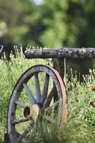 old wheel and fence