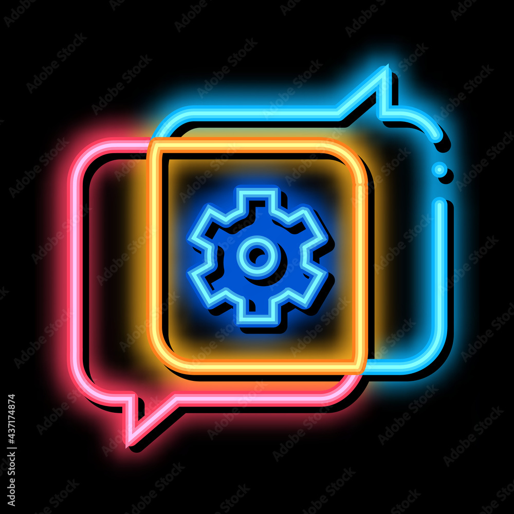 Gear In Quotation Frame Agile Element neon light sign vector. Glowing bright icon transparent symbol illustration Gear In Quotation Frame Agile Element neon light sign vector. Glowing bright icon transparent symbol illustration