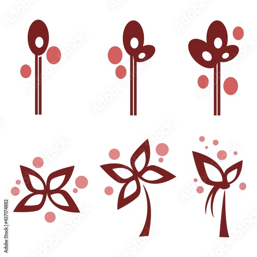 red flowers spirit set. vector art design