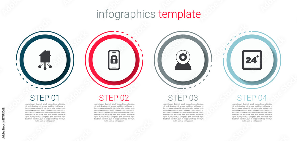 Set Smart home, Digital door lock, Web camera and Thermostat. Business infographic template. Vector Set Smart home, Digital door lock, Web camera and Thermostat. Business infographic template. Vector