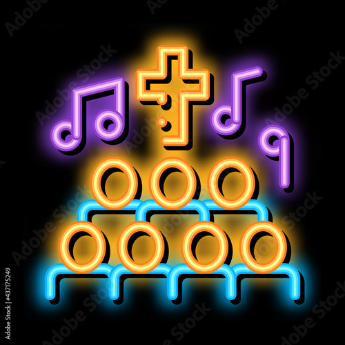 Church Choir Singing Song Concert neon light sign vector. Glowing bright icon transparent symbol illustration