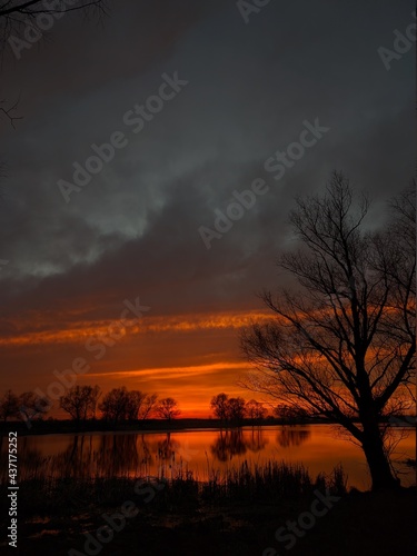 sunset over the river