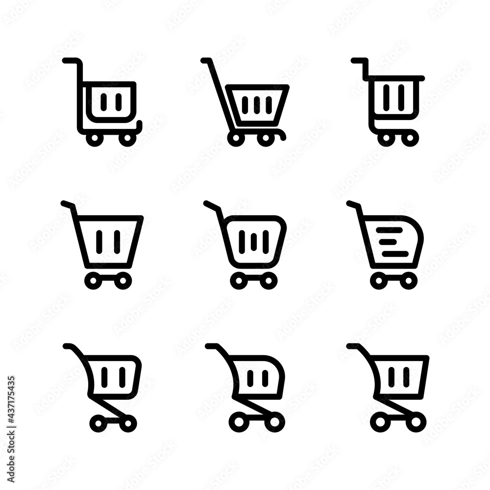 Set of shopping cart icons Design Template. Illustration vector graphic. simple flat icon isolated on white background. Perfect for your web site design, logo, app, UI Set of shopping cart icons Design Template. Illustration vector graphic. simple flat icon isolated on white background. Perfect for your web site design, logo, app, UI