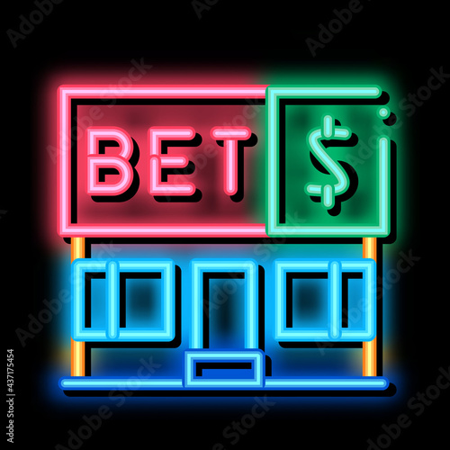 Betting Office Gambling neon light sign vector. Glowing bright icon sign. transparent symbol illustration