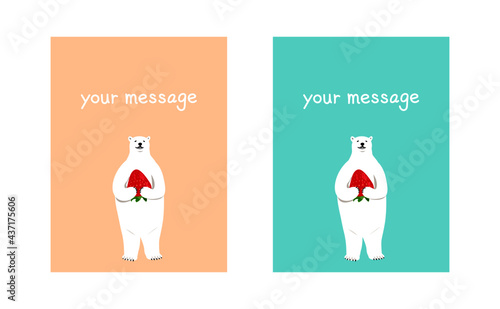 message cards of polar bear illustration