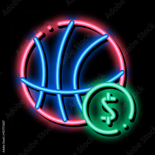 Basketball Ball Betting And Gambling neon light sign vector. Glowing bright icon sign. transparent symbol illustration