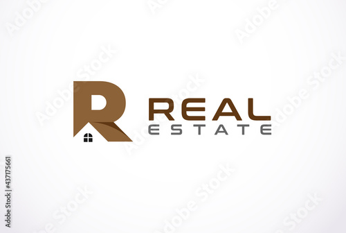 Real Estate Logo. letter R with Home inside, suitable for Architecture Building apps and company logos, Home logo template, vector illustration