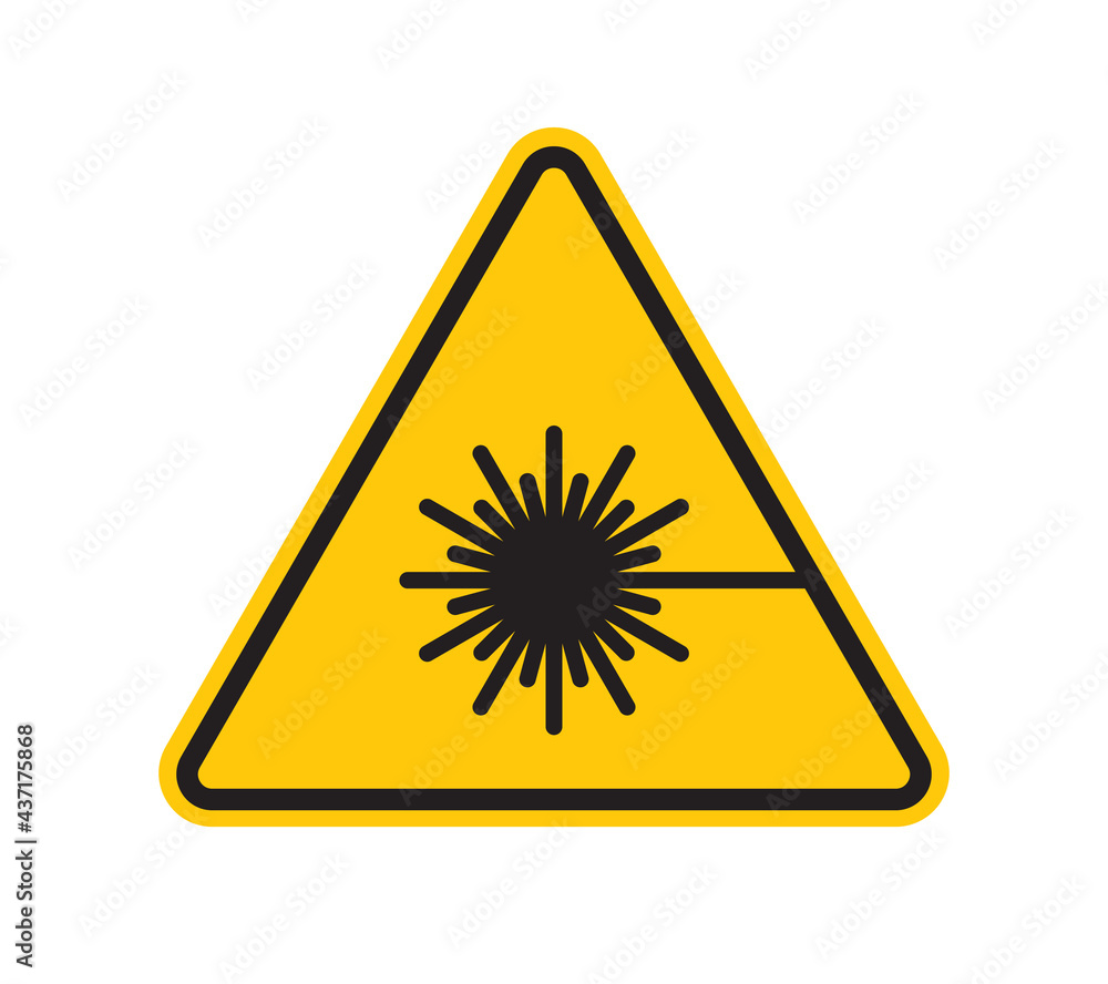 Vector yellow triangle sign - Laser sign. Isolated on white background. Vector yellow triangle sign - Laser sign. Isolated on white background.