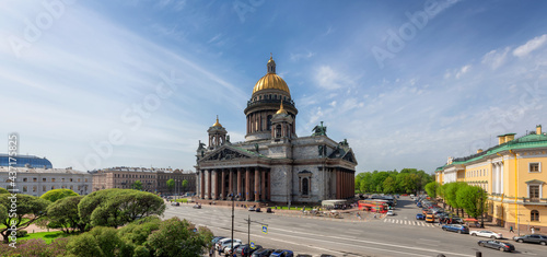 Panoramic view of St Petersburg. Saint Isaac's Cathedral in on summer time, St Petersburg, Russia.