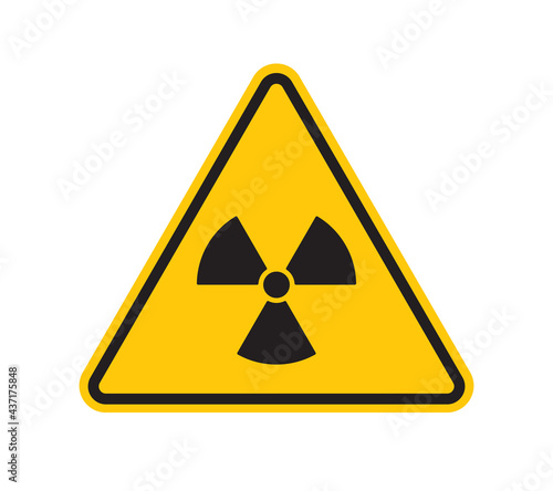 Vector yellow triangle sign - Radiation sign. Isolated on white background.