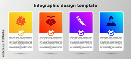 Set Chestnut, Beet, Umbrella and Graduate and graduation cap. Business infographic template. Vector