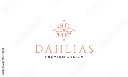 Photographie geometric flower dahlia lines logo symbol vector icon illustration graphic desig