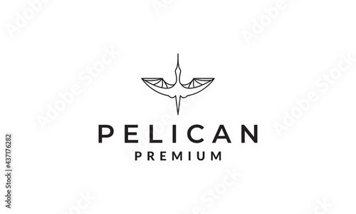 geometric fly bird pelican logo symbol vector icon illustration graphic design