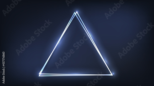 Neon double triangular frame with shining effects