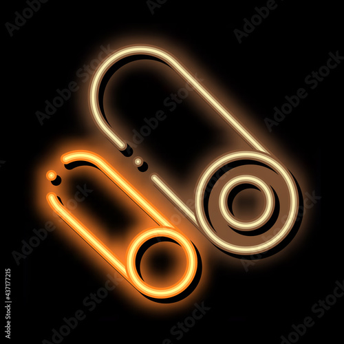 Circular Pipes Metallurgical neon light sign vector. Glowing bright icon sign. transparent symbol illustration
