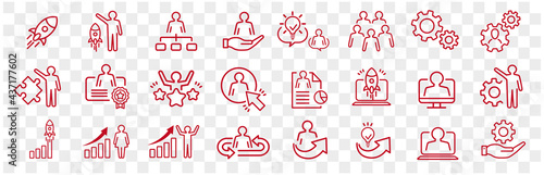 Business Startup Management Teamwork strategy Employee line  icons set