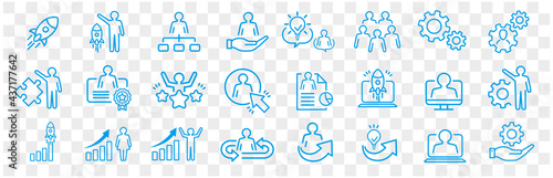 Business Startup Management Teamwork strategy Employee line  icons set