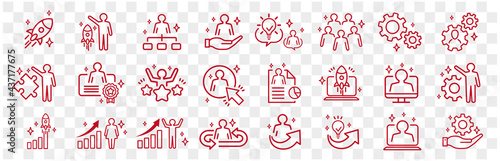 Business Startup Management Teamwork strategy Employee line  icons set