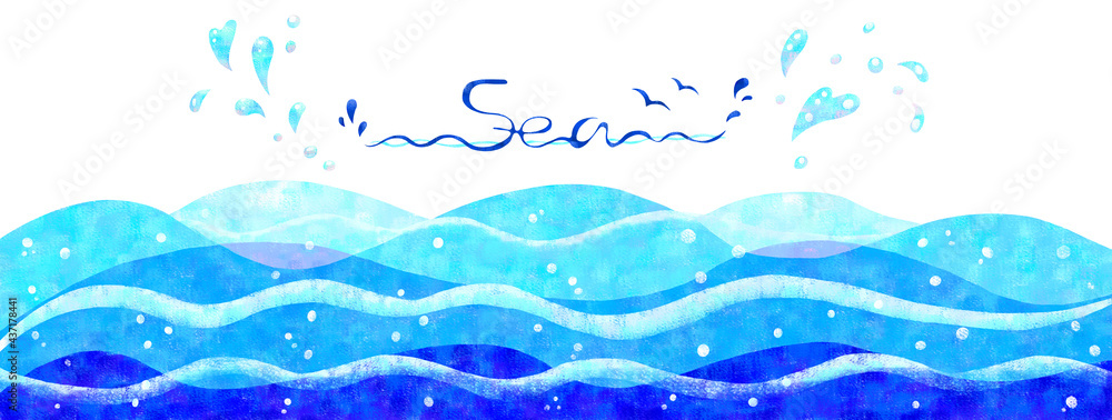 波打つ海のイラスト Illustration of wavy sea 波打つ海のイラスト Illustration of wavy sea