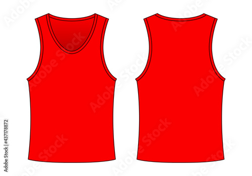 Red Tank Top Template Vector On White Background.Front and Back Views.