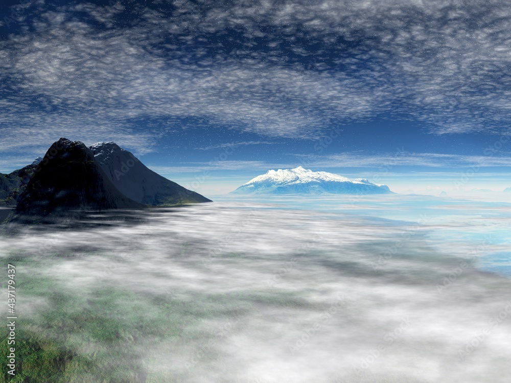 Beautiful and inspirational illustration of a cloudy landscape Beautiful and inspirational illustration of a cloudy landscape