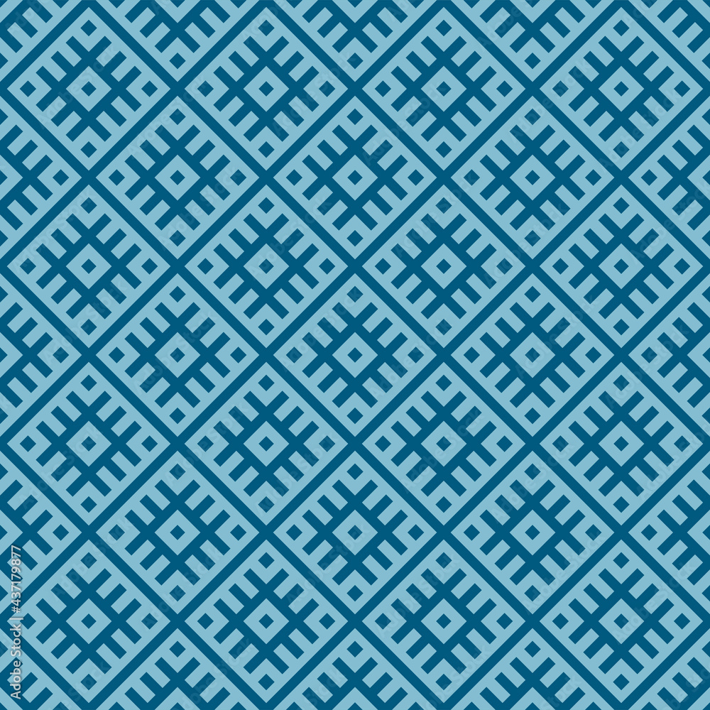 Japanese Cross Shape Square Diamond Vector Seamless Pattern