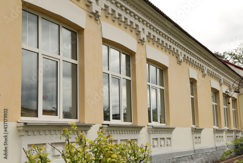 The building with large windows