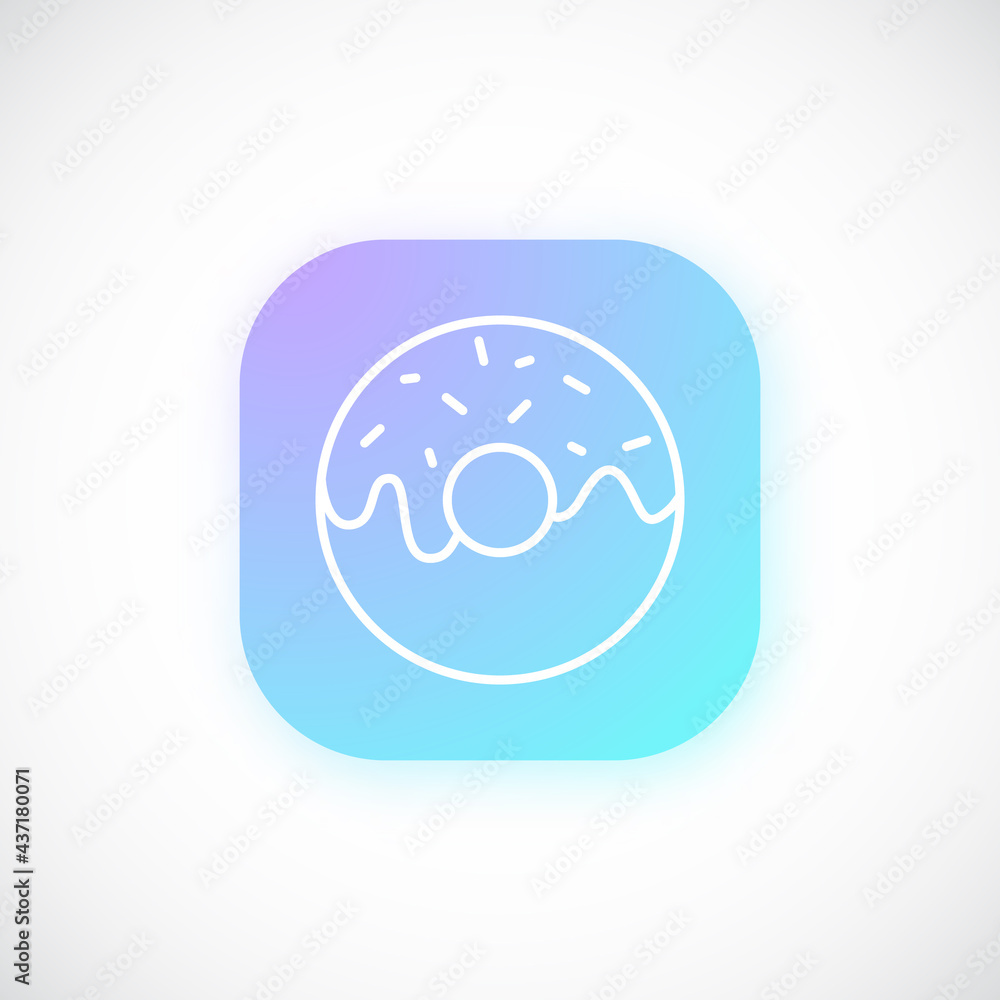 Line Donut icon. Bright glowing button with Donut emblem. Vector template for ui, ux and website design. Line Donut icon. Bright glowing button with Donut emblem. Vector template for ui, ux and website design.