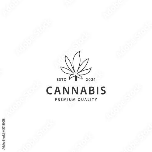 Cannabis hipster vintage logo design template vector icon illustration