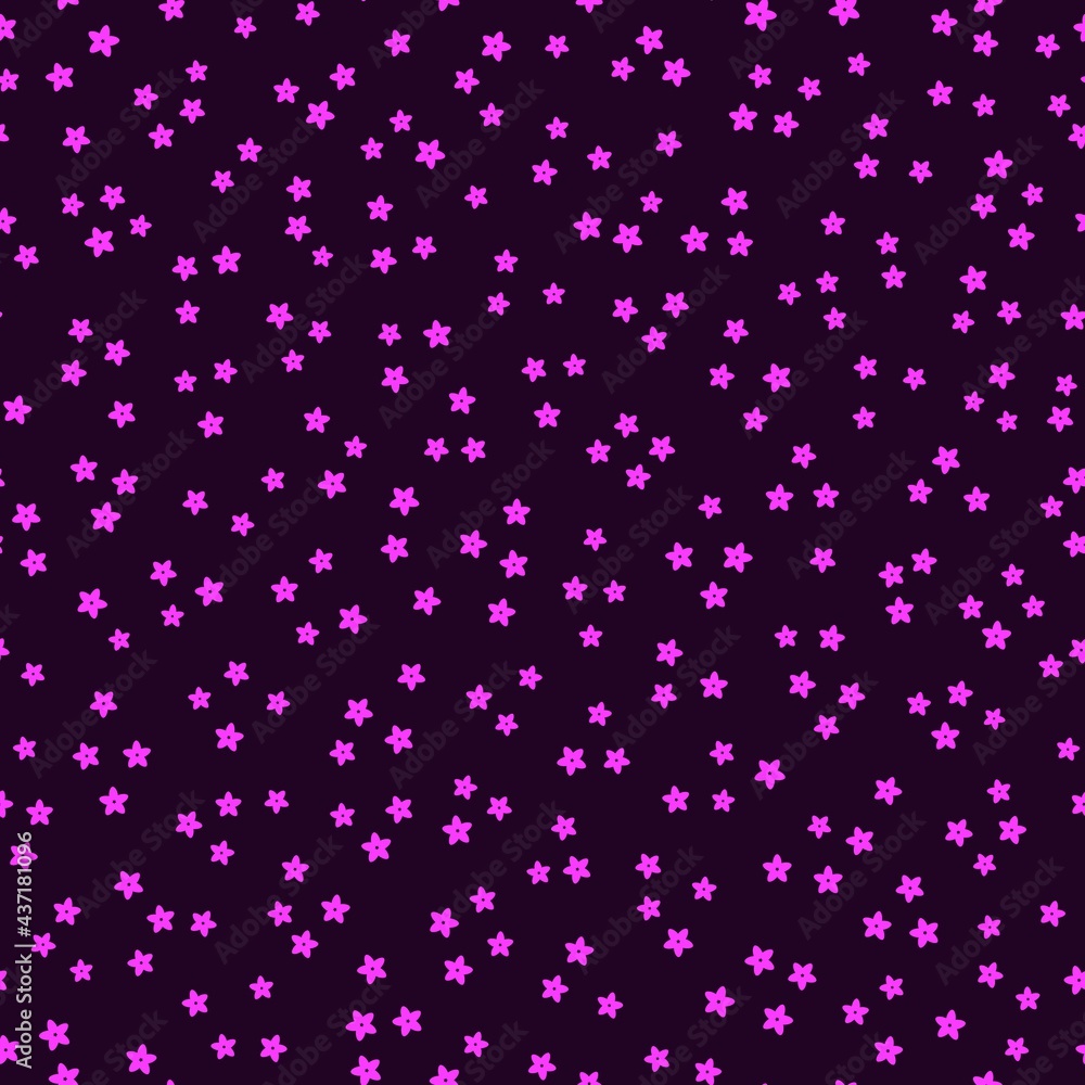 Cute pattern in small flower. Small pink flowers on dark blue background Cute pattern in small flower. Small pink flowers on dark blue background