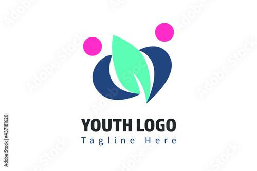  people hold leaf Logo Template for Scholarships Foundation, Young Community, Youth Center, Study Activity,