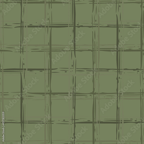 Linear geometric stripe seamless vector pattern background. Coarse painterly brush stroke striped backdrop. Hand drawn painted parallel horizontal loose monochrome sage green repeat for texture blend.