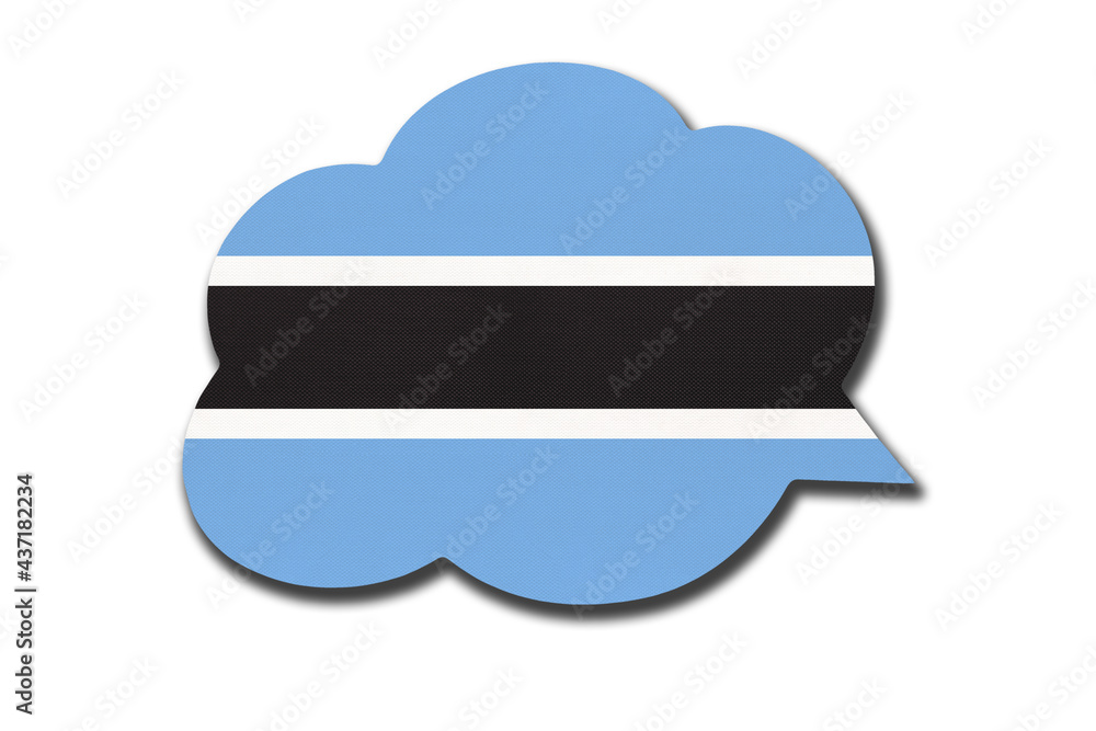 3d speech bubble with Batswana national flag isolated on white background. Symbol of Botswana country. 3d speech bubble with Batswana national flag isolated on white background. Symbol of Botswana country.