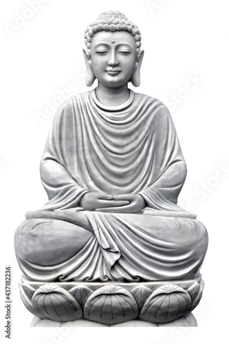 Fototapete Buddha sculpture Lotus Pose sitting in meditation