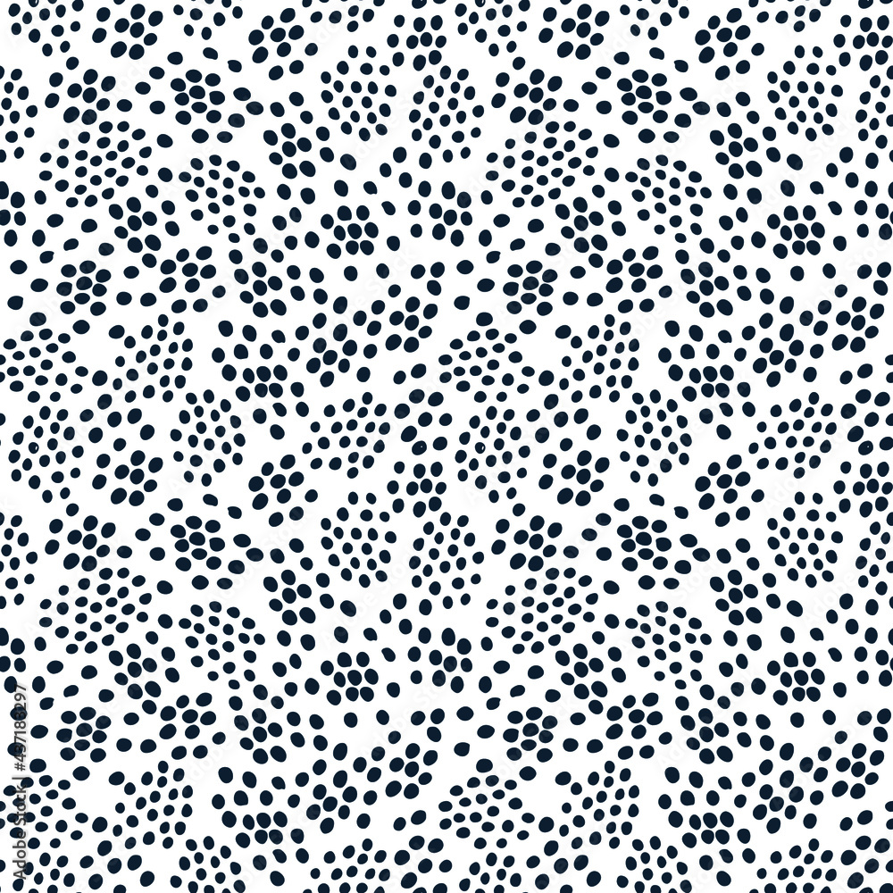 Vector hand drawn dots papaya seeds white and dark blue seamless pattern print background. Perfect for textile, book covers, wallpapers, design, graphic art, printing, hobby, invitation, scrapbooking.