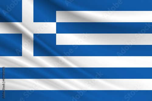 Flag of Greece. Fabric texture of the flag of Greece photo