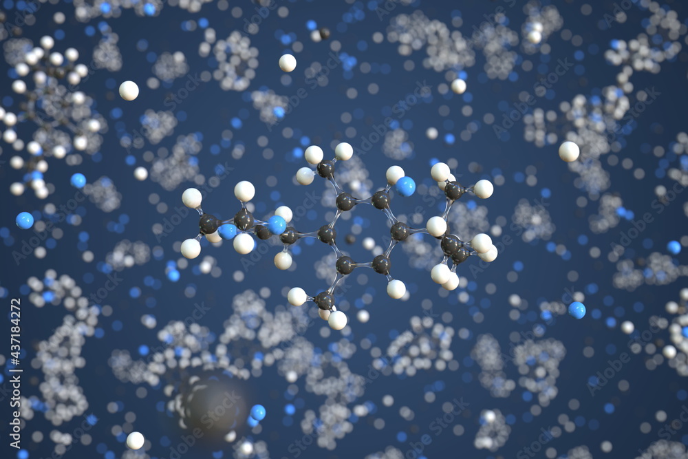 Xylometazoline molecule. Conceptual molecular model. Chemical 3d rendering Xylometazoline molecule. Conceptual molecular model. Chemical 3d rendering