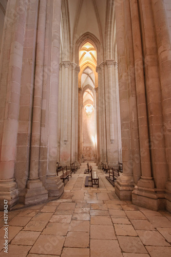 Abbey from Medieval Monastery. Alcobaça Monastery, Portugal. Medieval gothic landmark in Portugal. UNESCO World Heritage Site.