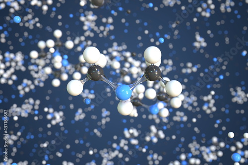 Dimethylamine molecule made with balls  conceptual molecular model. Chemical 3d rendering