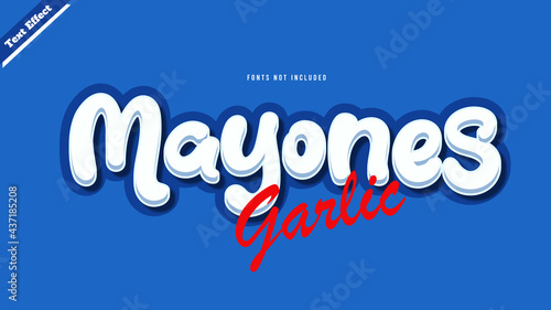 Mayonnaise text effect design vector. editable 3d text