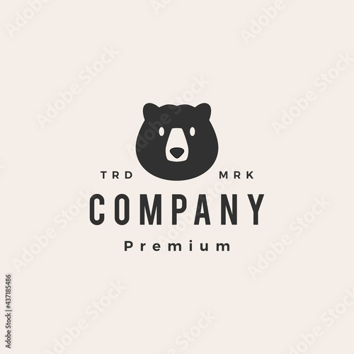 bear head hipster vintage logo vector icon illustration