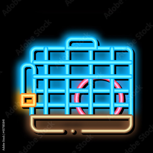 Cage for Hamster neon light sign vector. Glowing bright icon Cage for Hamster sign. transparent symbol illustration