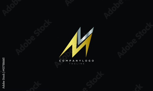 MV VM M AND V Abstract initial monogram letter alphabet logo design