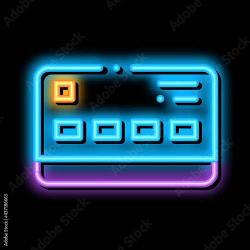 Credit Card neon light sign vector. Glowing bright icon Credit Card sign. transparent symbol illustration