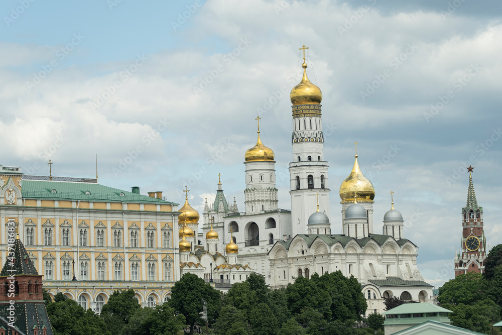 Ensemble of Ivan Great Bell Tower and Archangel Cathedral in Moscow Kremlin