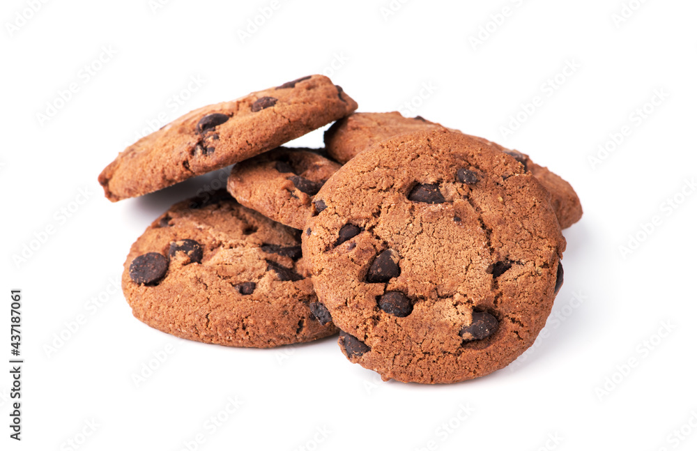 Chocolate chip cookie isolated on white background Chocolate chip cookie isolated on white background