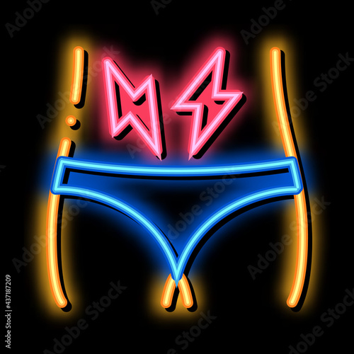 Lower Abdominal Pain neon light sign vector. Glowing bright icon Lower Abdominal Pain sign. transparent symbol illustration